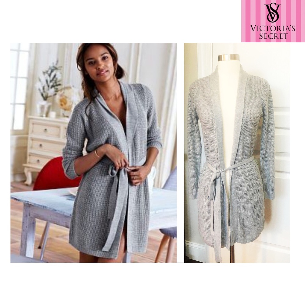 Victoria's Secret Intimates Silver Sparkle Sequin Sweater Robe